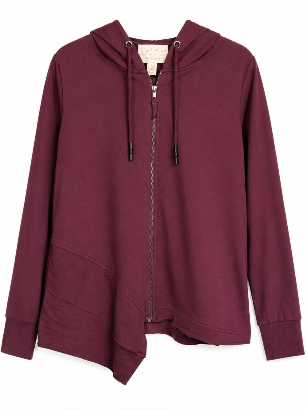 Evy’s Tree Burgundy Asymmetrical Zip Hoodie Jacket Lagenlook Cozy Size L